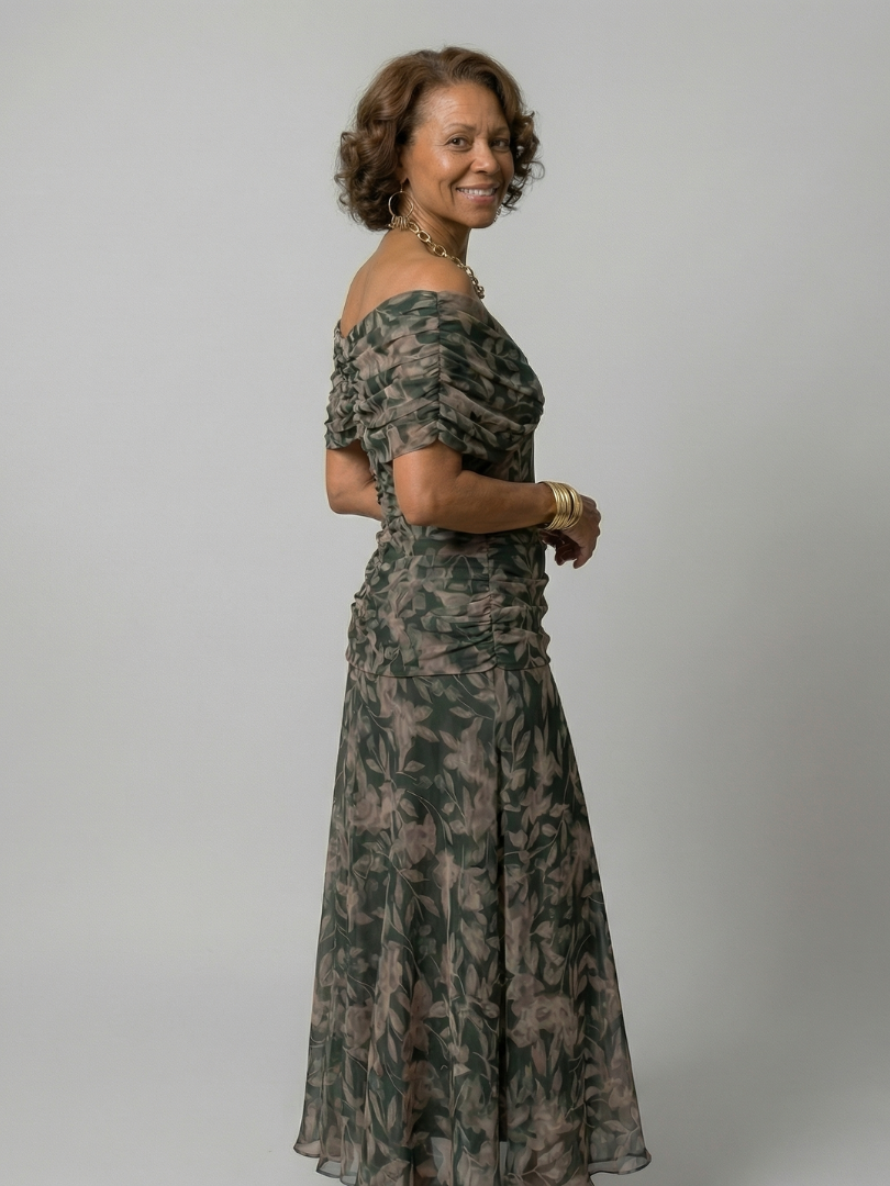 Celia | Vestido Midi con Hombro Descubierto