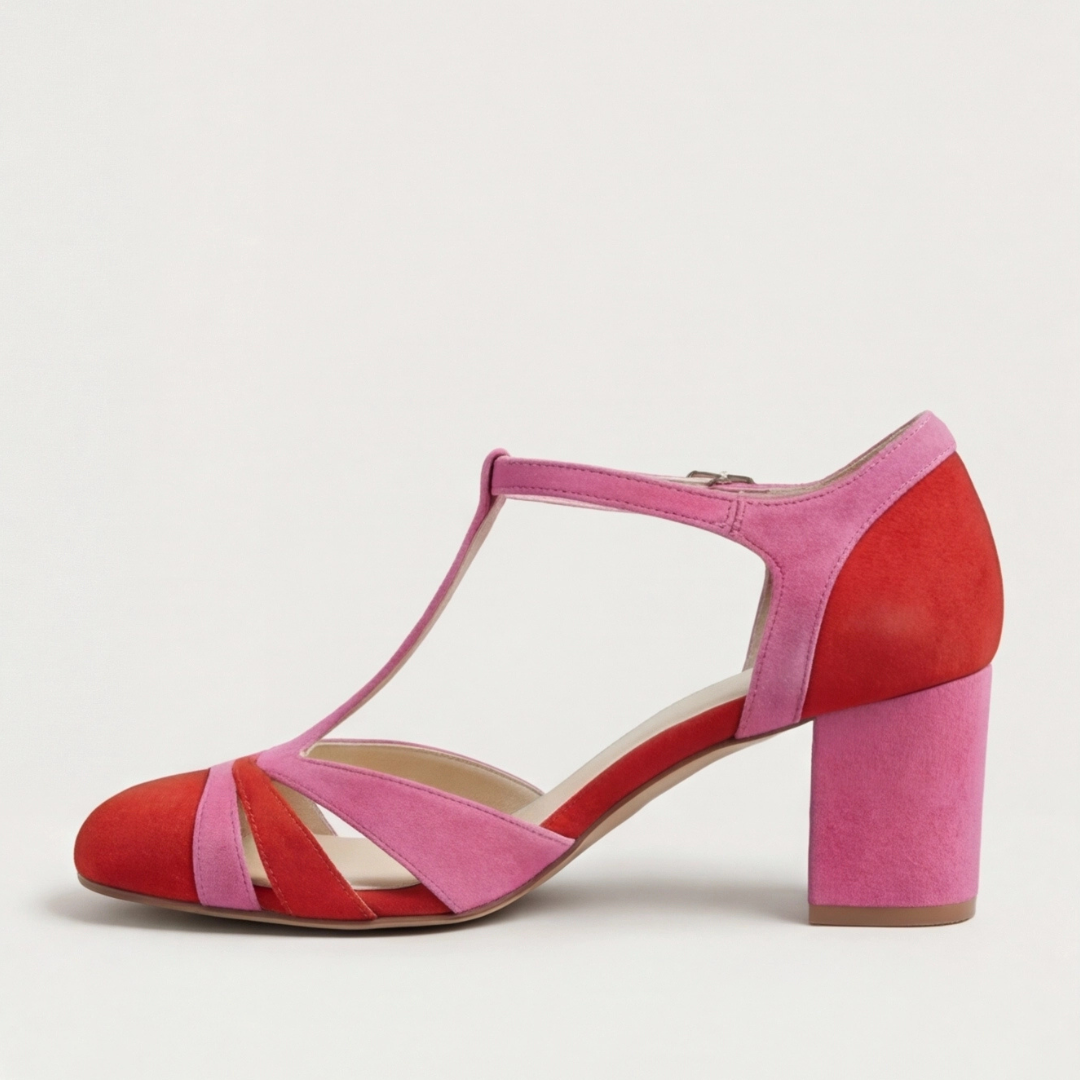 Lara | Sandalias de Tacón Cuadrado con Tobillera