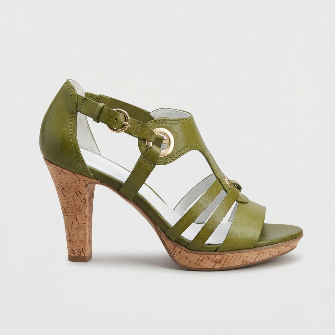 Carla | Sandalias de Tacón Cuadrado con Tobillera