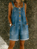 Zoe™ | Mono corto de denim con tirantes