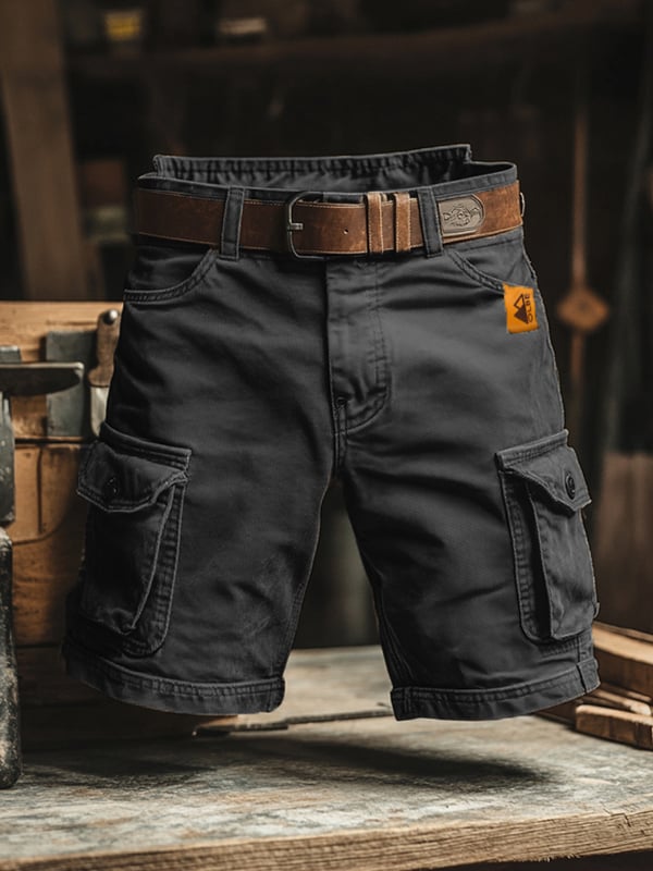Ferrer™| Pantalones cortos cargo de estilo retro con múltiples bolsillos