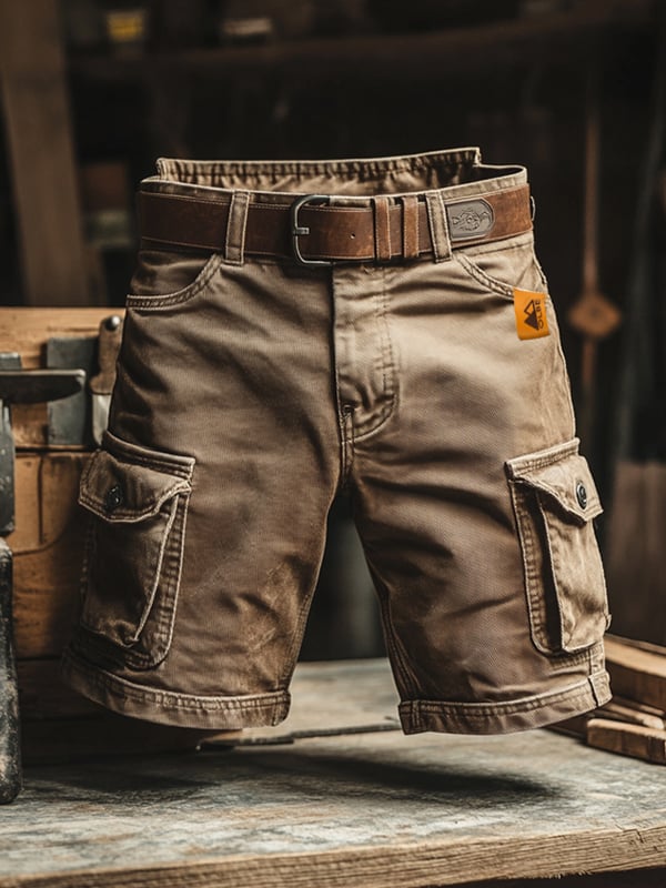Ferrer™| Pantalones cortos cargo de estilo retro con múltiples bolsillos