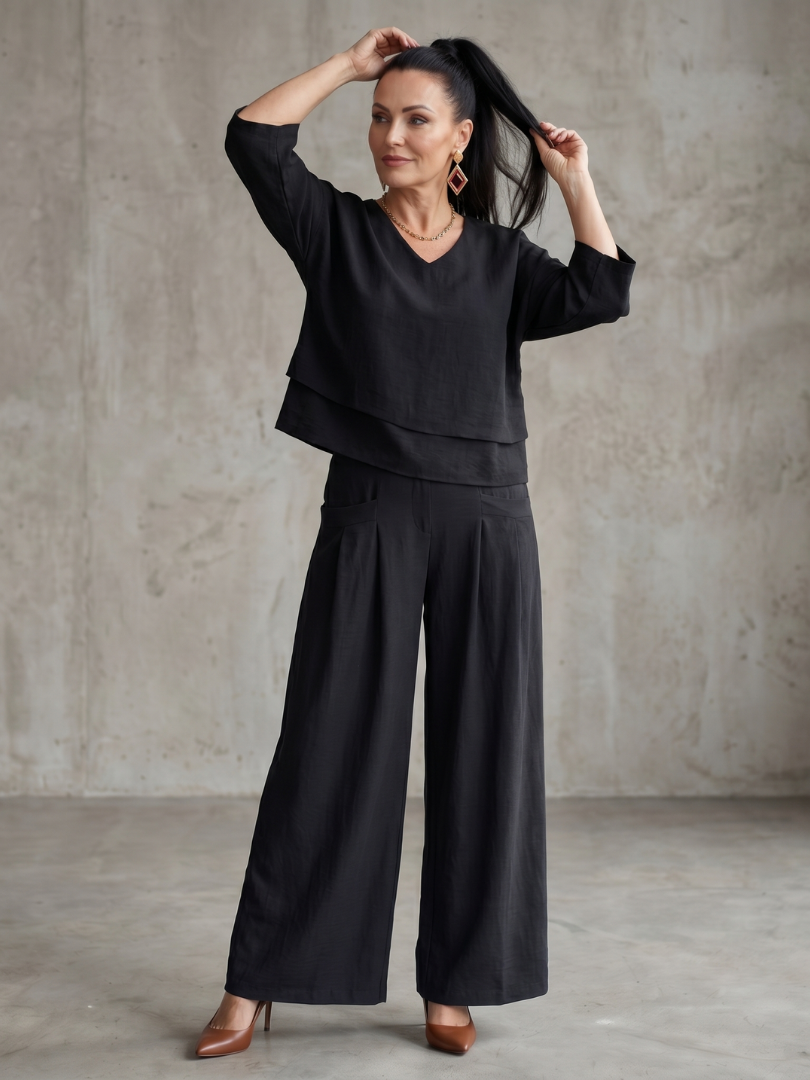 Río | Conjunto de Top en Capas y Pantalón Ancho