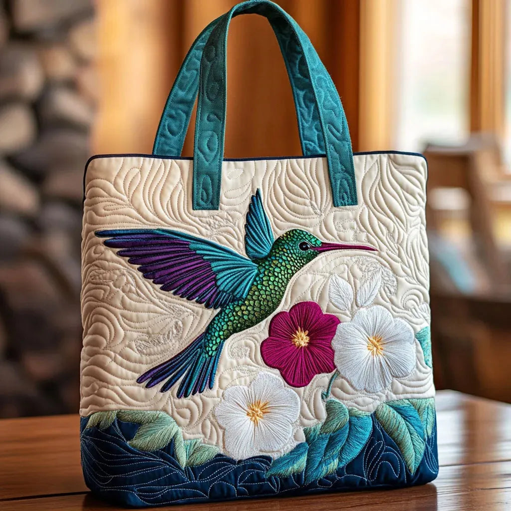 Bolso Artesanal | Colibrí y Flor Blanca