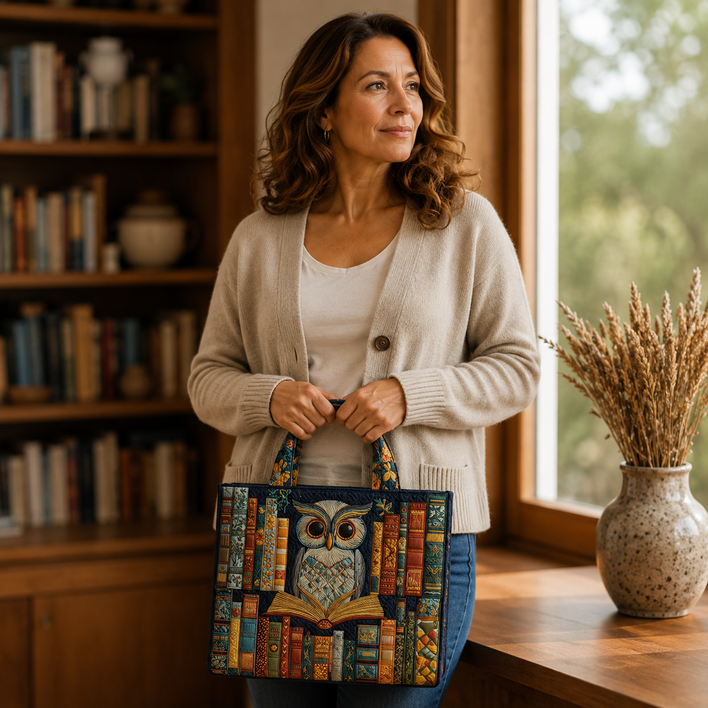 Bolso Artesanal | Búho y Libros Antiguos