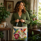 Bolso Artesanal | Colibrí y Flores Blancas