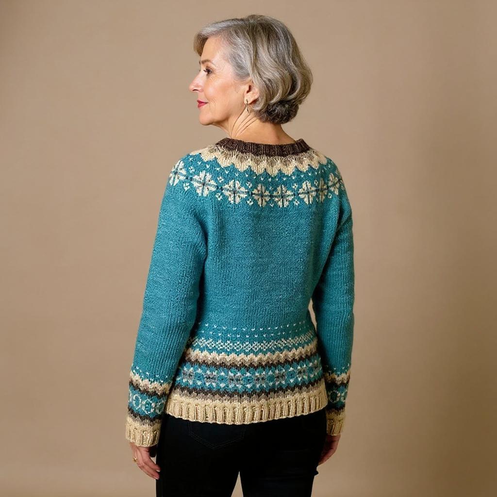 Cassandra | Chaqueta de punto vintage con estampado de isla