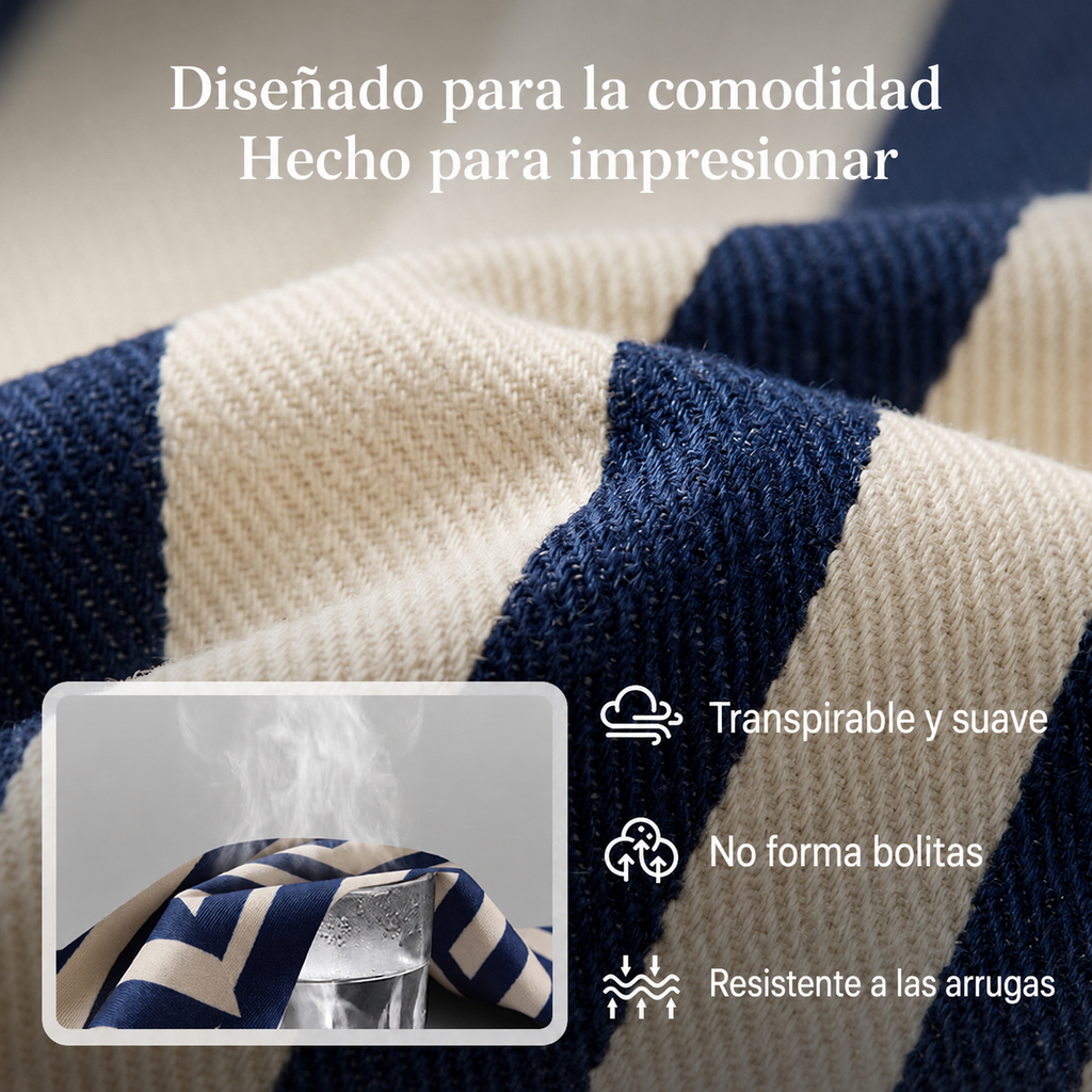 Mónica™ | Conjunto de dos piezas para mujer: camisa a rayas y pantalones de pierna ancha