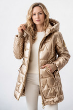 Elisa | Chaqueta acolchada larga y cálida con capucha amplia