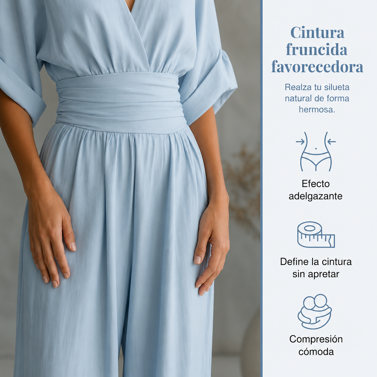Valentina | Mono de Pierna Ancha con Escote en V y Talle Alto