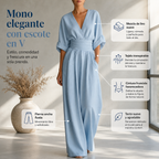 Valentina | Mono de Pierna Ancha con Escote en V y Talle Alto