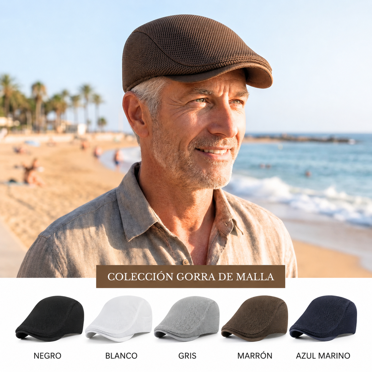 Leo Ferrer | Gorra de malla plana casual para hombres