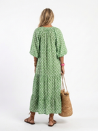 Apolonia | Vestido Midi Estampado con Escote en V y Manga 3/4