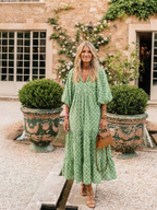 Apolonia | Vestido Midi Estampado con Escote en V y Manga 3/4