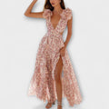 Elin - Vestido maxi con volantes y recortes
