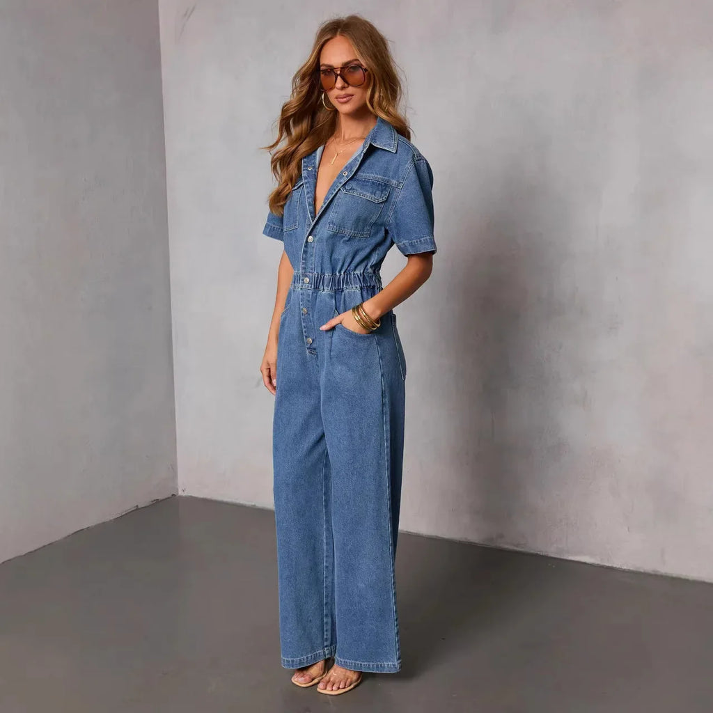 Mónica™ | Mono Denim con escote en V