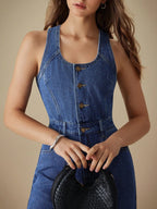 Celia™ | Mono Denim con escote en U
