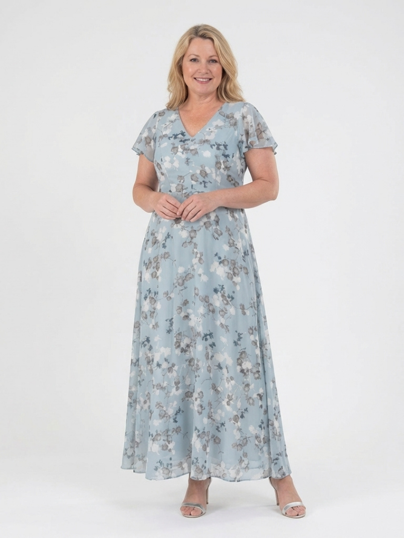 Ismeria | Vestido Maxi de Chiffón Floral