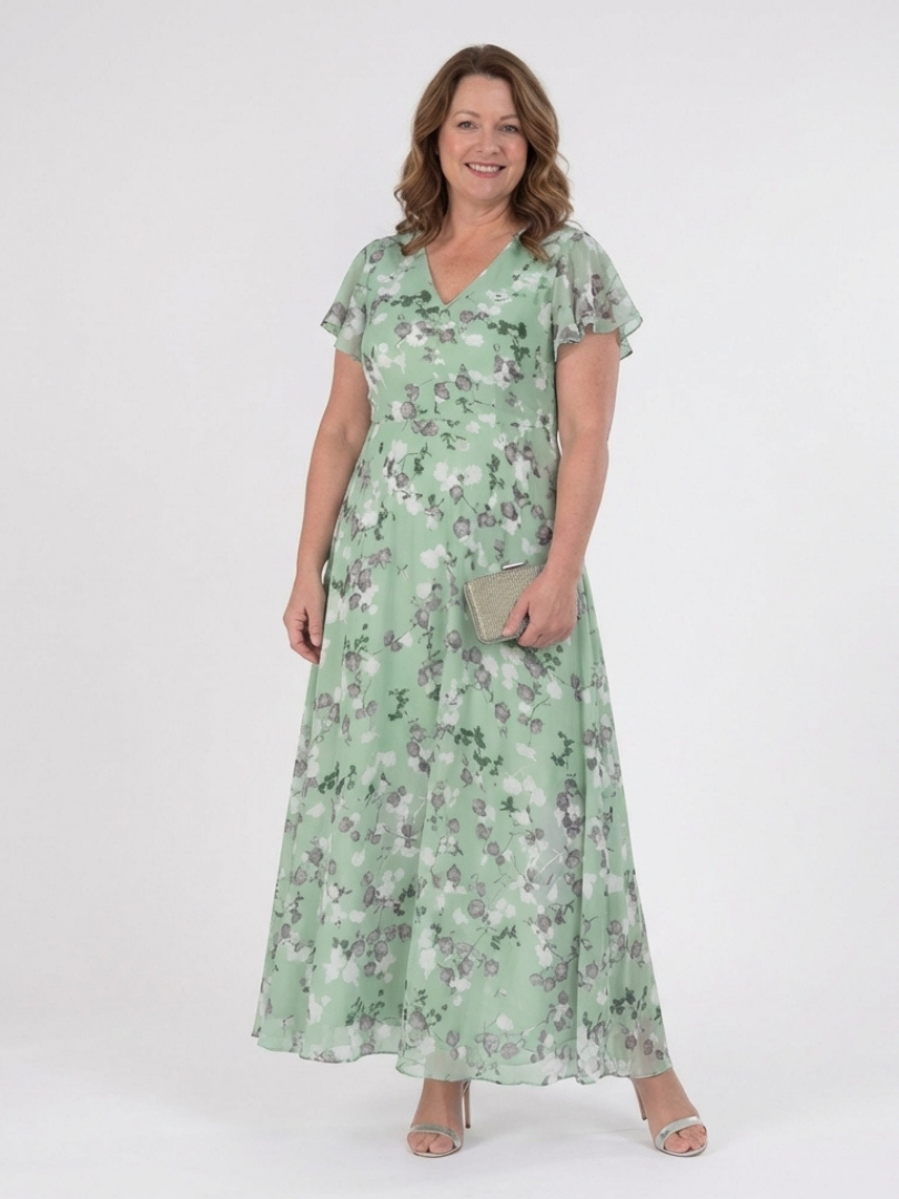 Ismeria | Vestido Maxi de Chiffón Floral