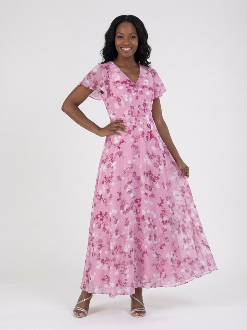 Ismeria | Vestido Maxi de Chiffón Floral