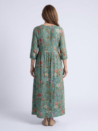 Marina | Vestido Maxi Floral con Escote en V y Manga 3/4