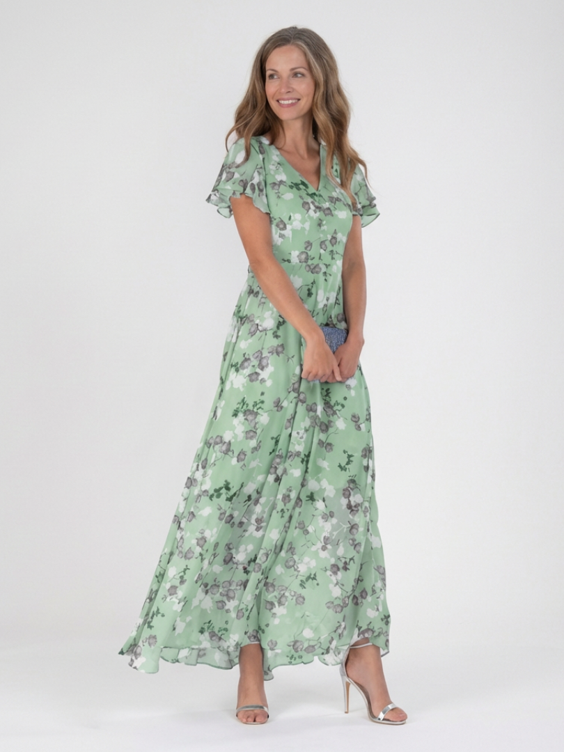 Ismeria | Vestido Maxi de Chiffón Floral