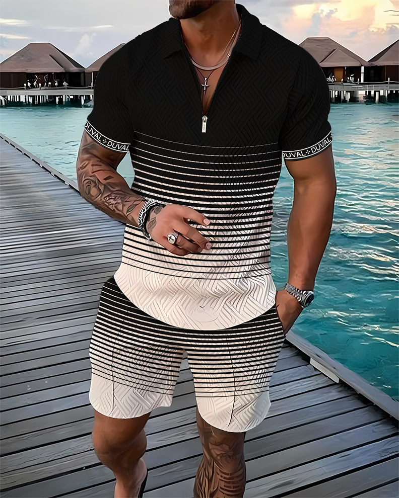 Sergio™ | Conjunto de polo y shorts con cinta Darkness