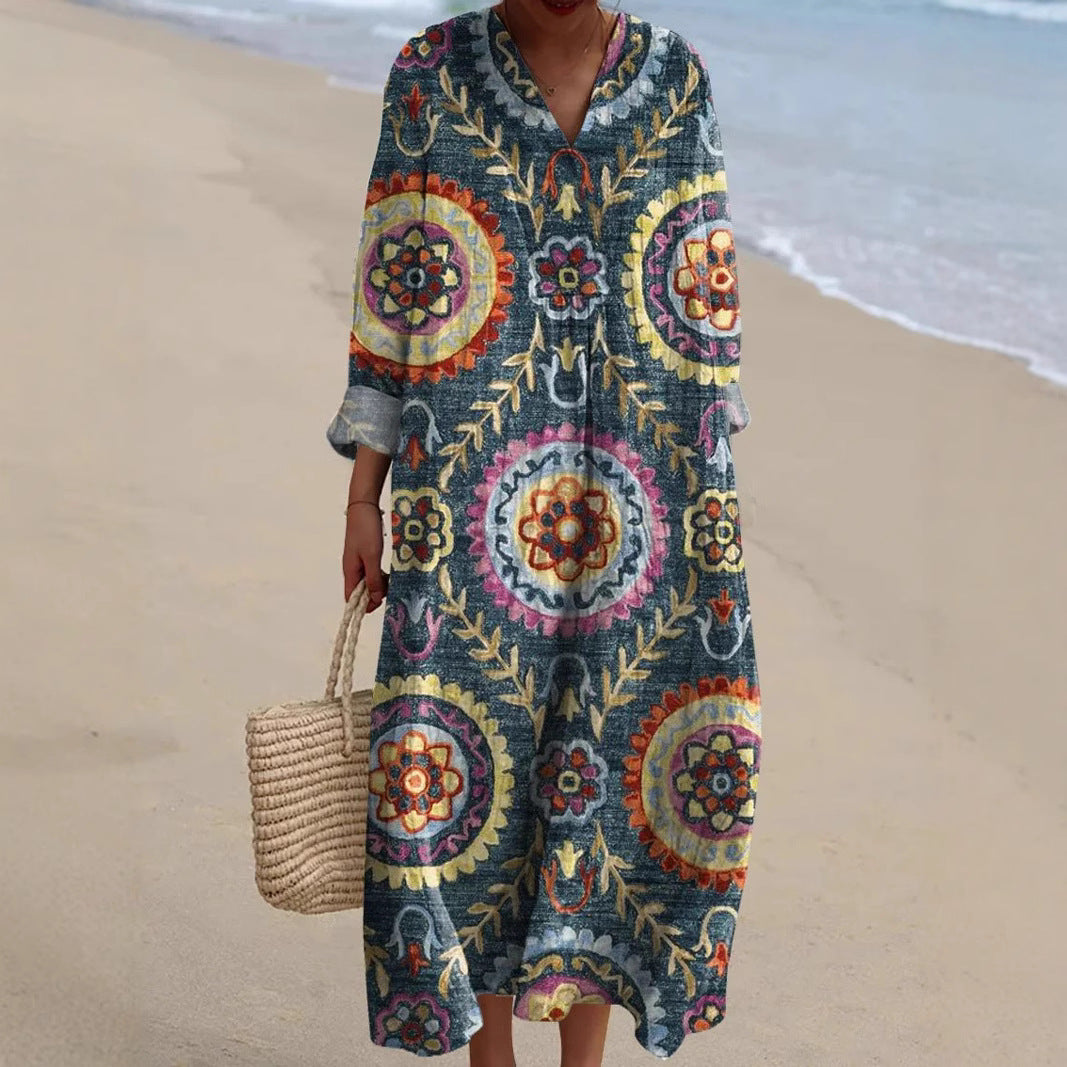 Soraya | Vestido bohemio con estampado étnico