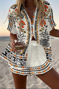 Florencia™ | Conjunto Corto de Lino Estampado Floral