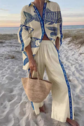 Remedios™ | Conjunto de Lino Estampado Pez Azul