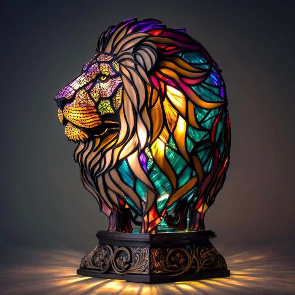 Minette – Linterna de león mágica de cristal de colores