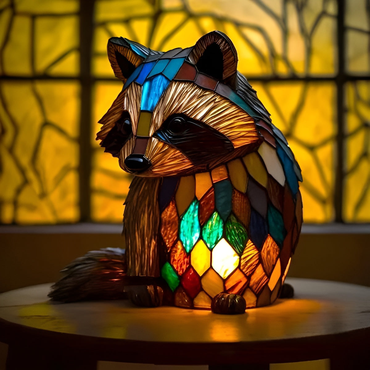 Grisou – Lámpara de mapache mágico de vidrio de colores
