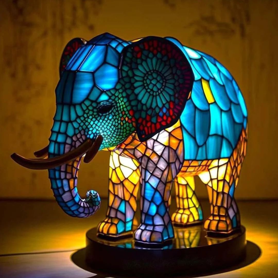Nounours – Lámpara de elefante mágica de vidrio colorido