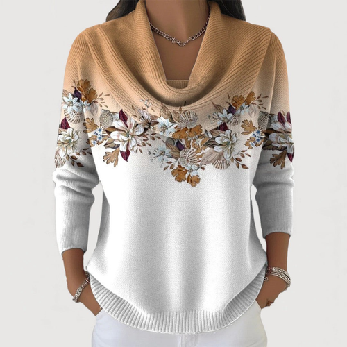 Andrea | Jersey floral con cuello suave