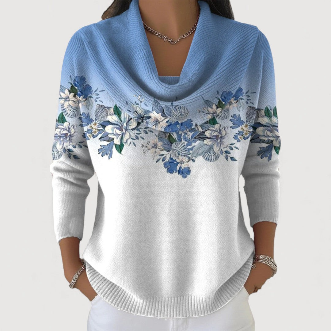 Andrea | Jersey floral con cuello suave