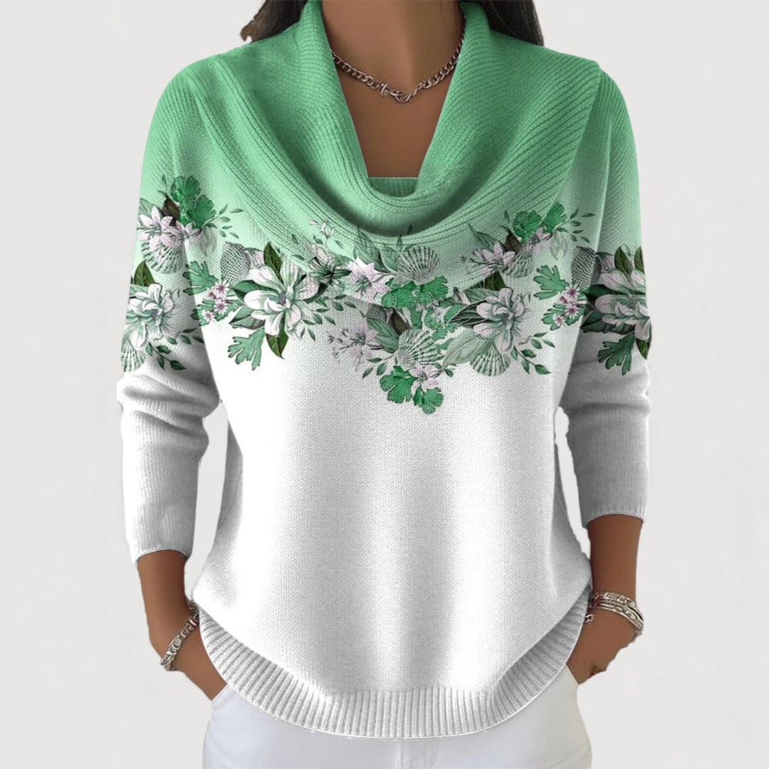 Andrea | Jersey floral con cuello suave