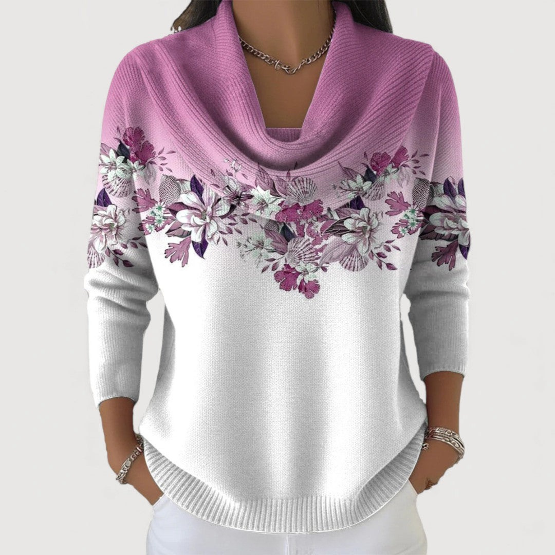 Andrea | Jersey floral con cuello suave