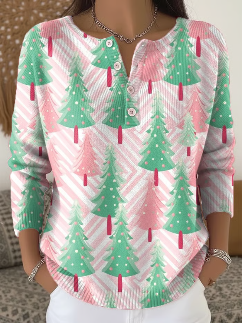 Nora | Suéter navideño con diseño de árboles de Navidad