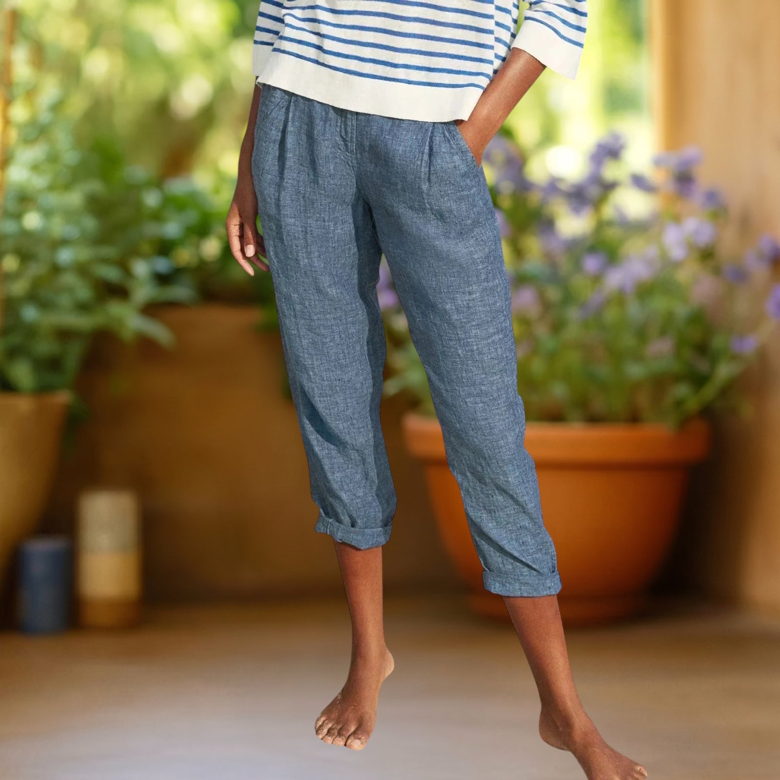 Celeste™ | Pantalones de algodón de pierna recta
