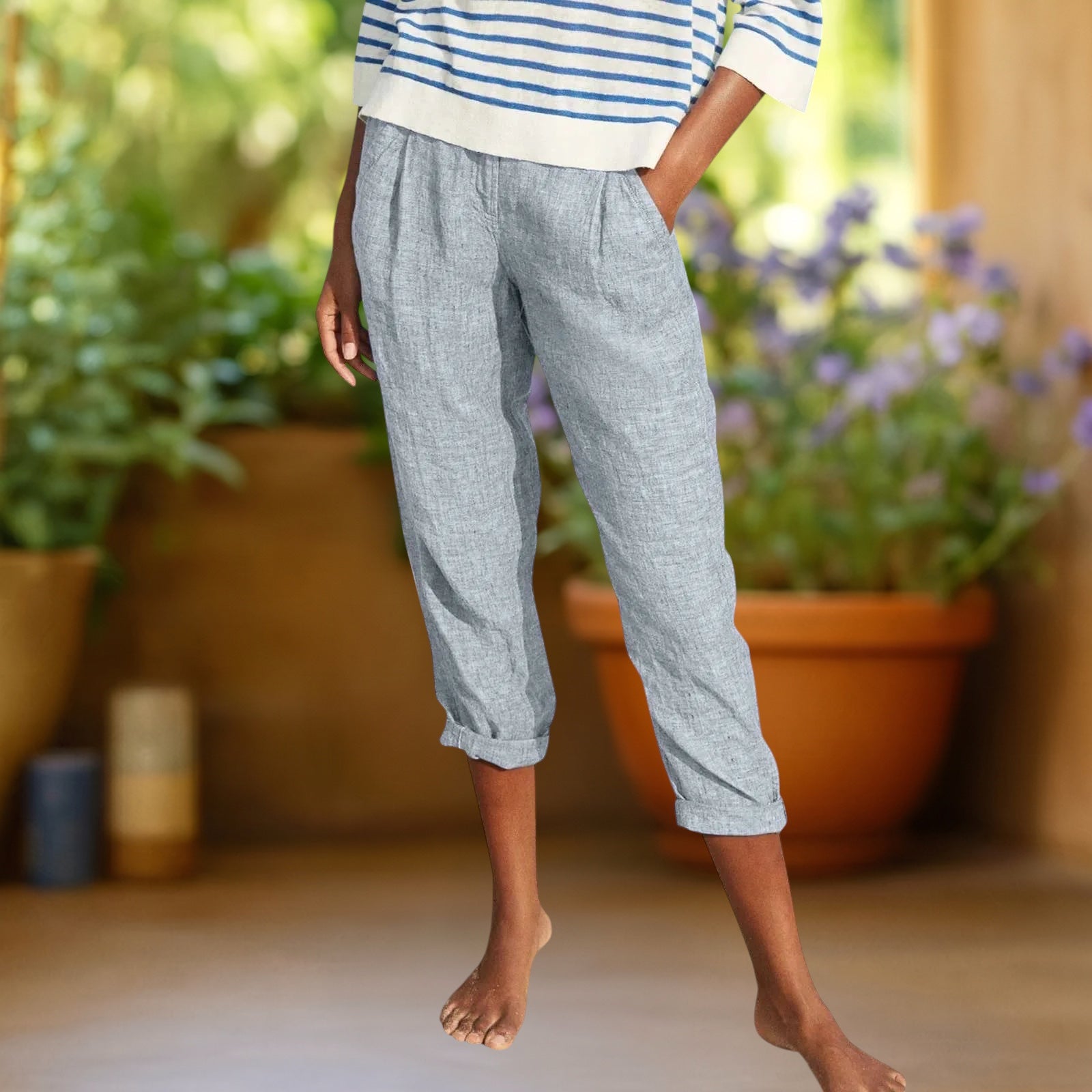 Celeste™ | Pantalones de algodón de pierna recta
