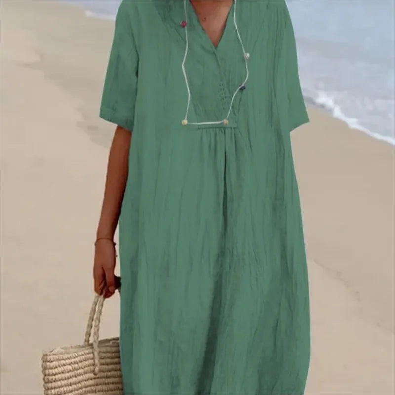 Silvana™ | Vestido maxi texturizado de corte holgado