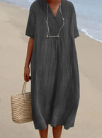 Silvana™ | Vestido maxi texturizado y holgado