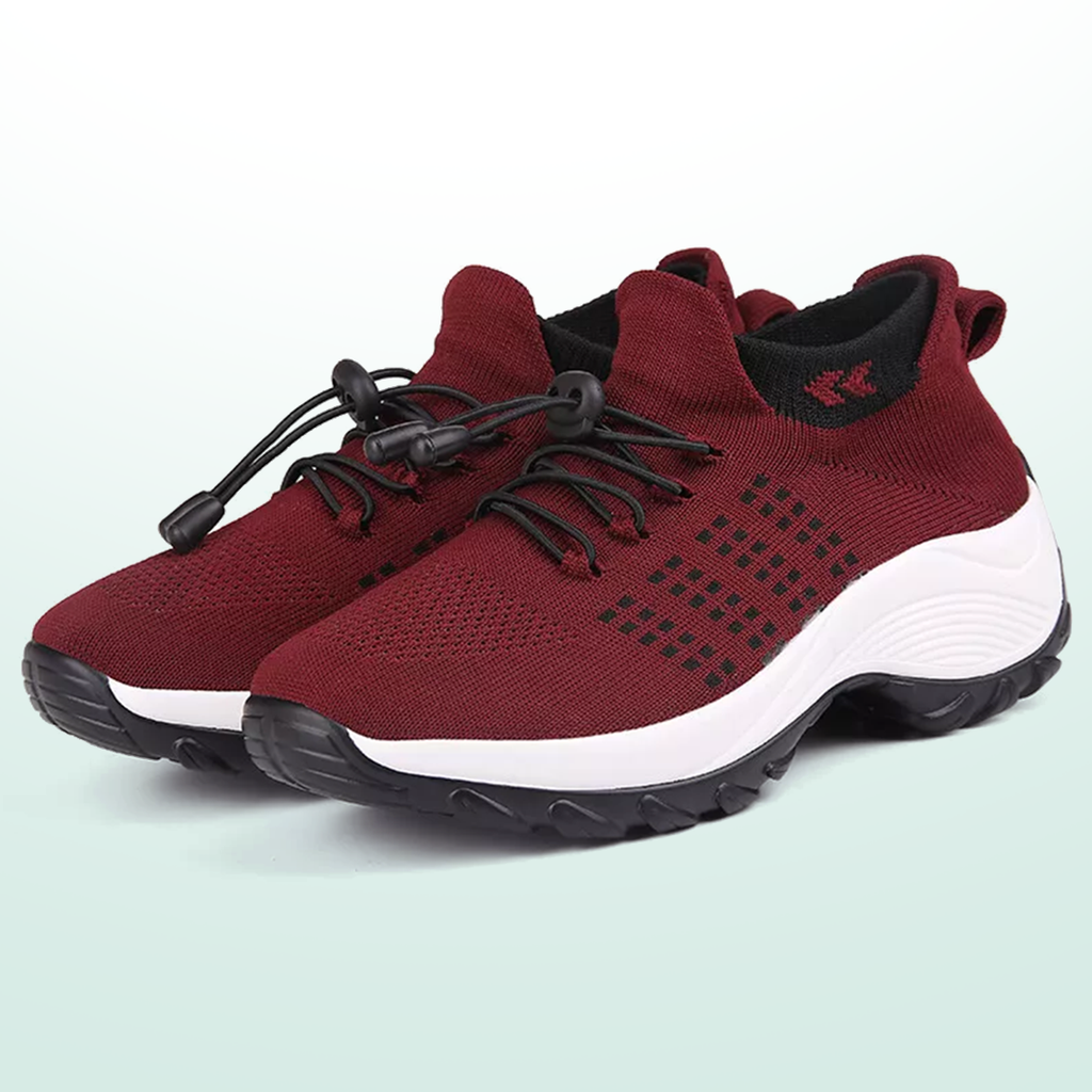 Ambulo zapatos ortopédicos de tejido de punto - negro y rojo