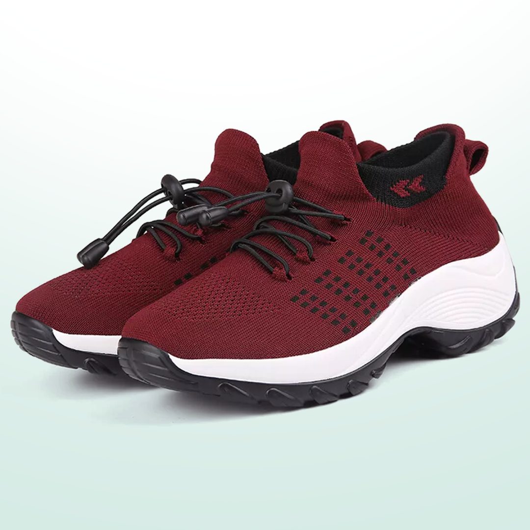 Ambulo zapatos ortopédicos de tejido de punto - negro y rojo