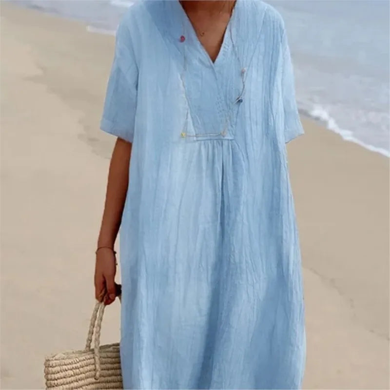 Silvana™ | Vestido maxi texturizado de corte holgado