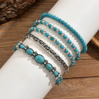 Set de pulseras boho con cuentas turquesas