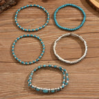 Set de pulseras boho con cuentas turquesas