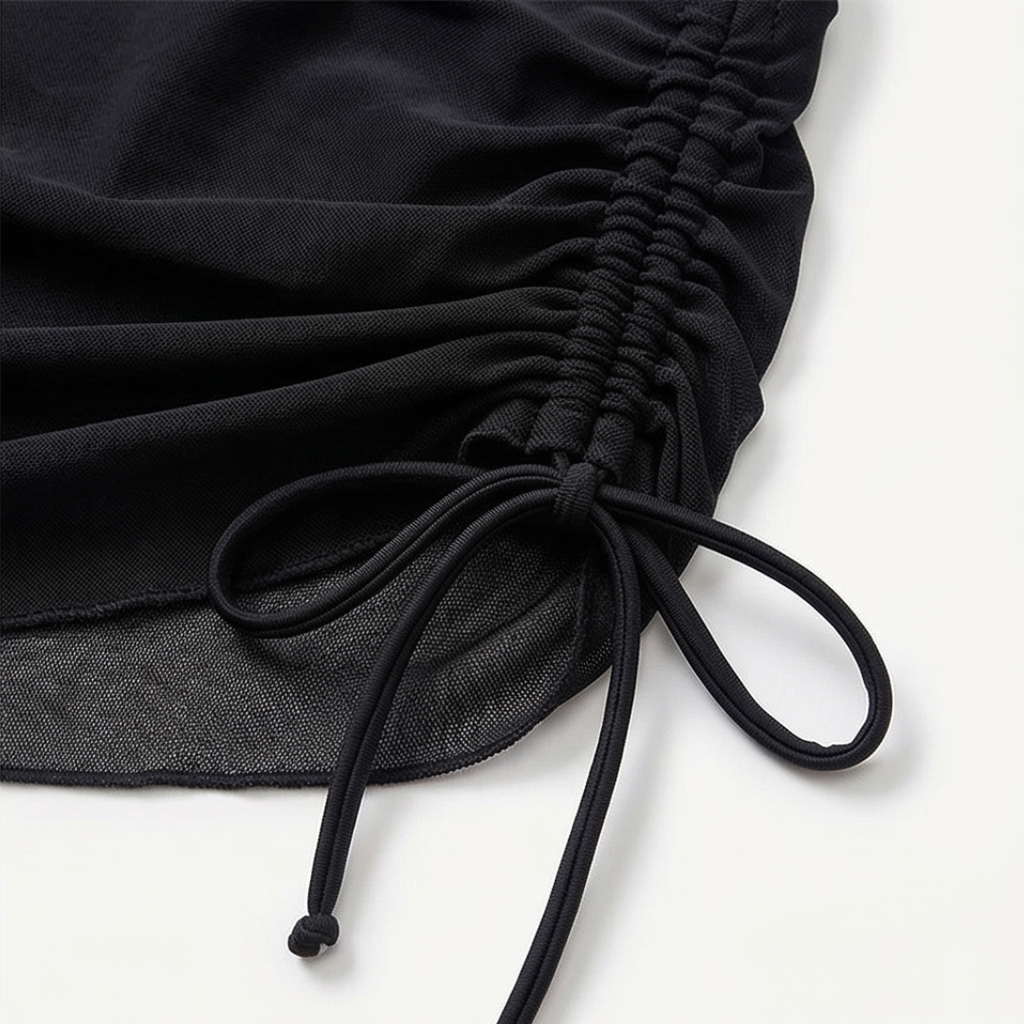 Nuria™ | Bikini de Talle Alto con Falda Fruncida y Malla