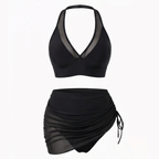 Nuria™ | Bikini de Talle Alto con Falda Fruncida y Malla