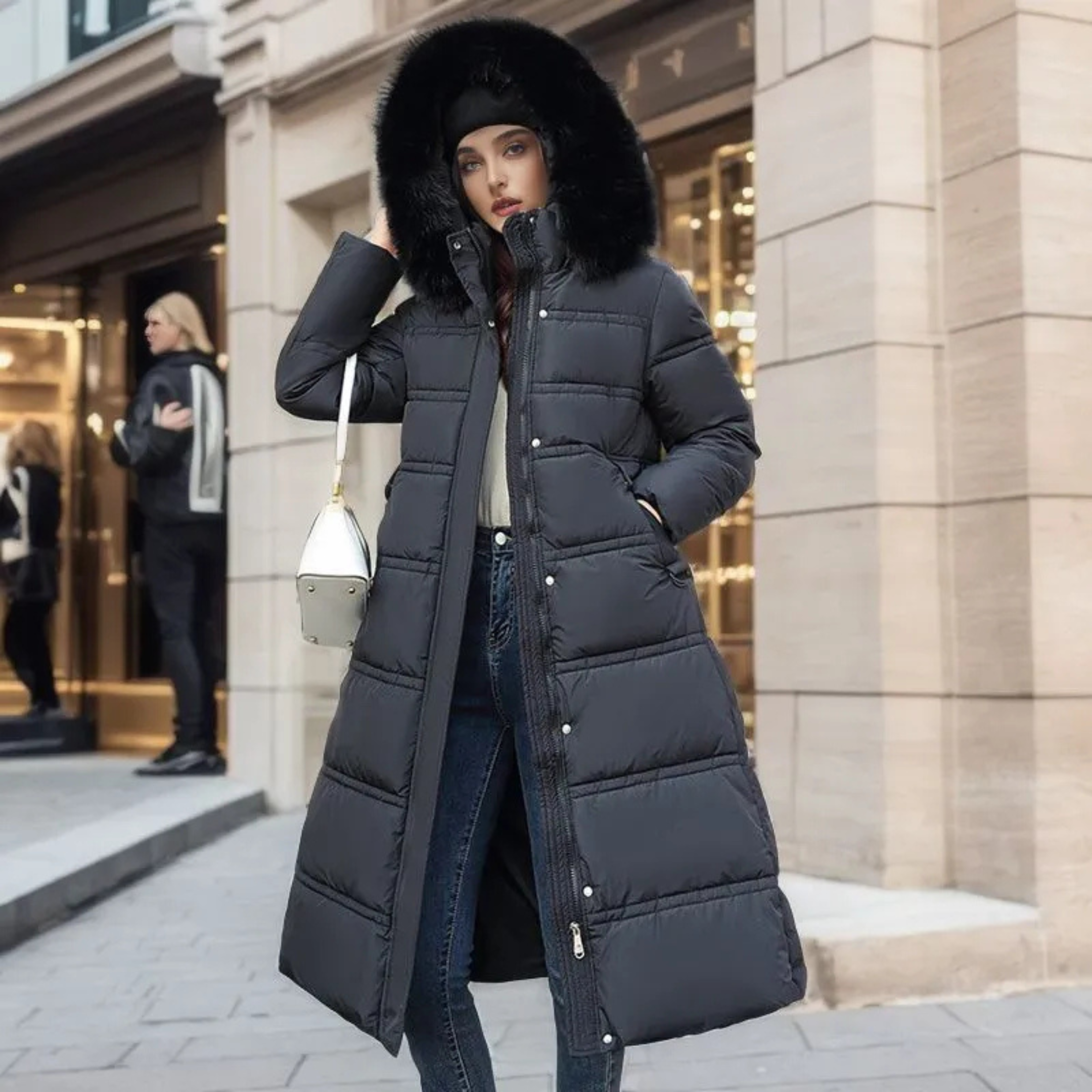 Eva | Chaqueta de invierno de lujo con capucha de piel